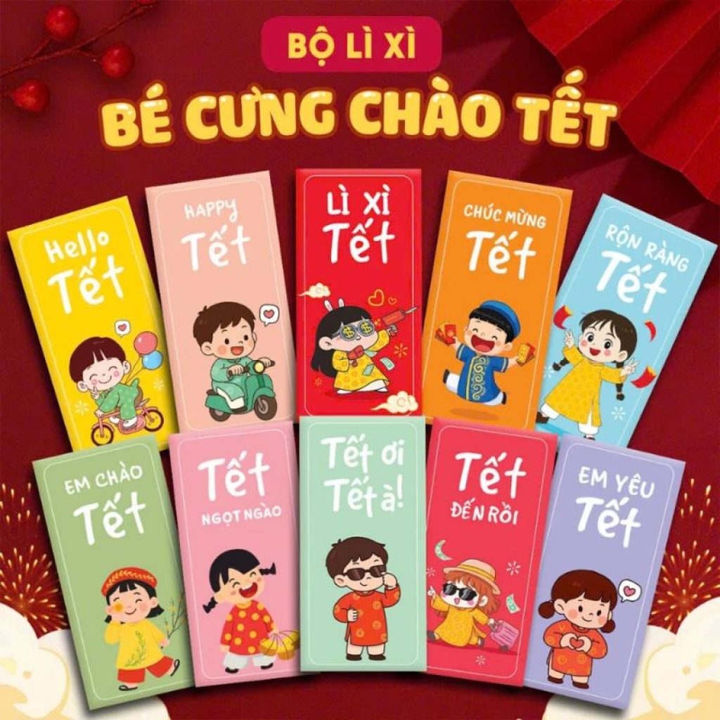 Bộ 10 Bao Lì Xì Cho Bé Dễ Thương BEYOU DIY - Bé Cưng Chào Tết - Lì Xì Tết Bính Ngọ 2026
