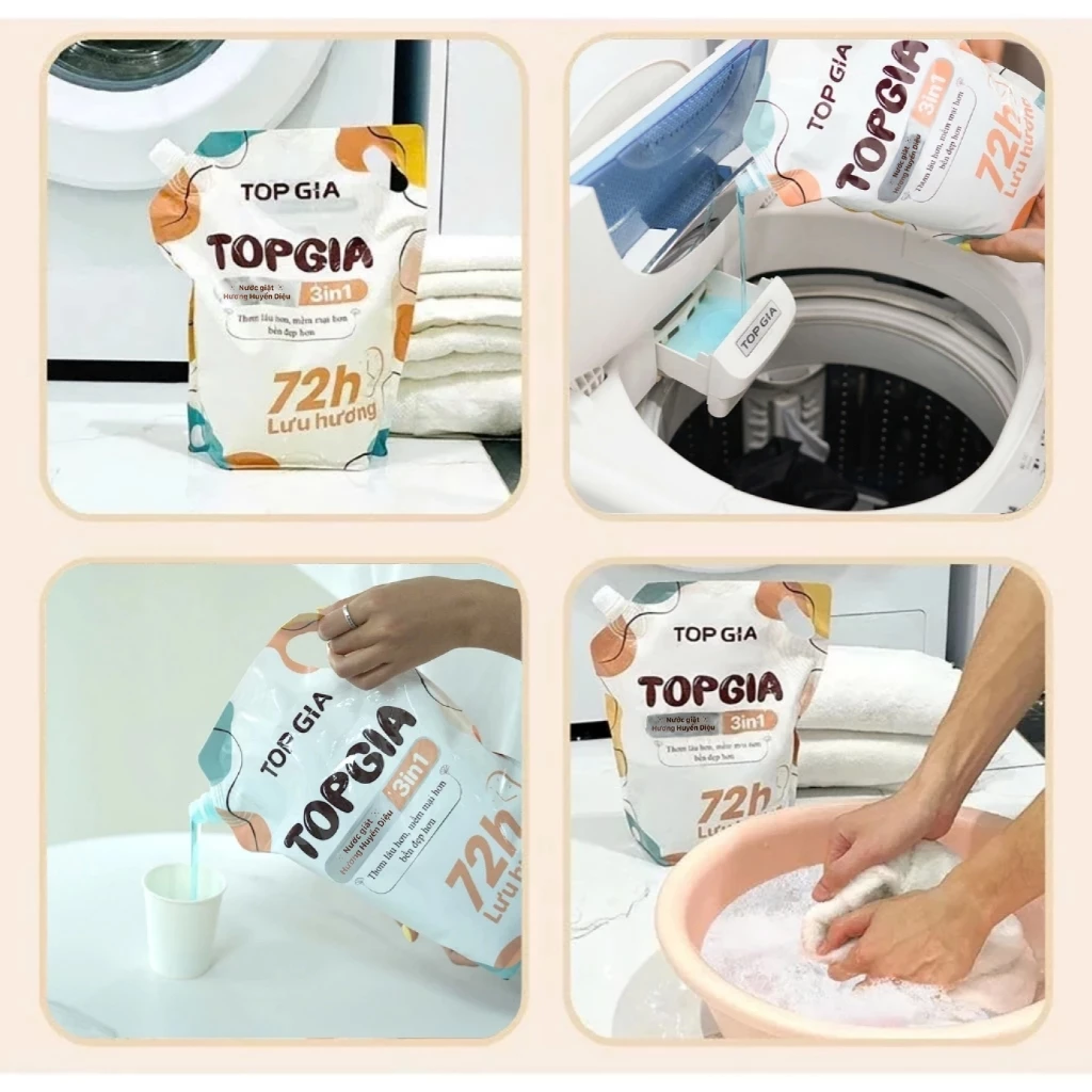 Hướng dẫn liều lượng sử dụng nước giặt Top Gia cho giặt máy và giặt tay