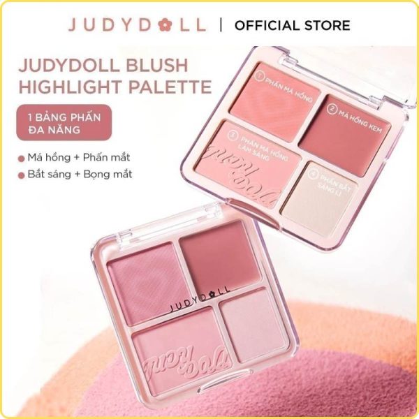Bảng Má Hồng Highlight Judydoll 4 Ô Chính Hãng - 4in1 (Kem/Phấn) Giá Tốt Bảng má hồng highlight Judydoll 4 ô chính hãng