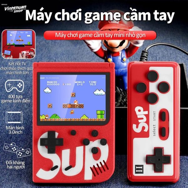 Máy Chơi Game Sup 400 in 1 Chính Hãng - Kho 400 Trò Cực Đỉnh Máy chơi game cầm tay Sup 400 trò chơi màu đỏ kèm tay cầm phụ