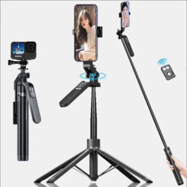 Gậy Selfie 4 Chân A14 1M8 - Tripod Livestream Giá Rẻ Toàn Quốc Tổng quan gậy chụp ảnh selfie 4 chân A14 kèm remote và khả năng xoay 360 độ.