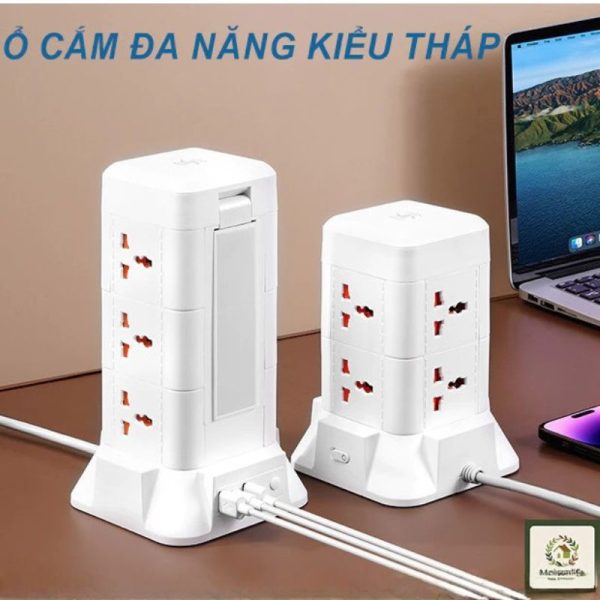 Ổ Cắm Điện Đa Năng Dạng Tháp: Sạc Nhanh Ổ cắm điện đa năng dạng tháp tích hợp cổng USB và Type-C