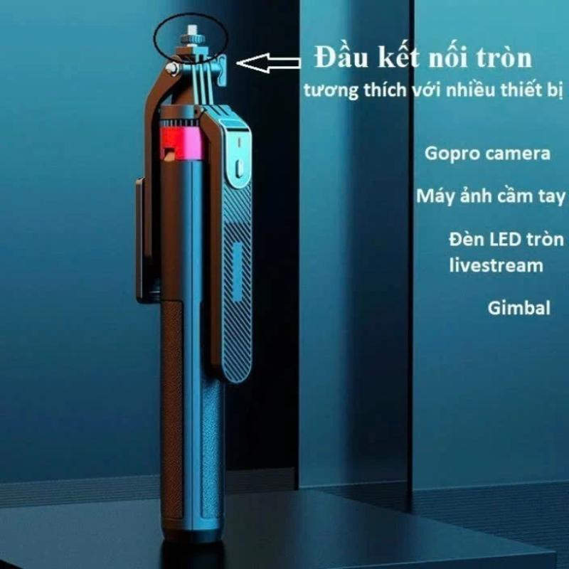 Chi tiết đầu kết nối tròn trên gậy A14 tương thích gimbal, gopro và máy ảnh cầm tay.