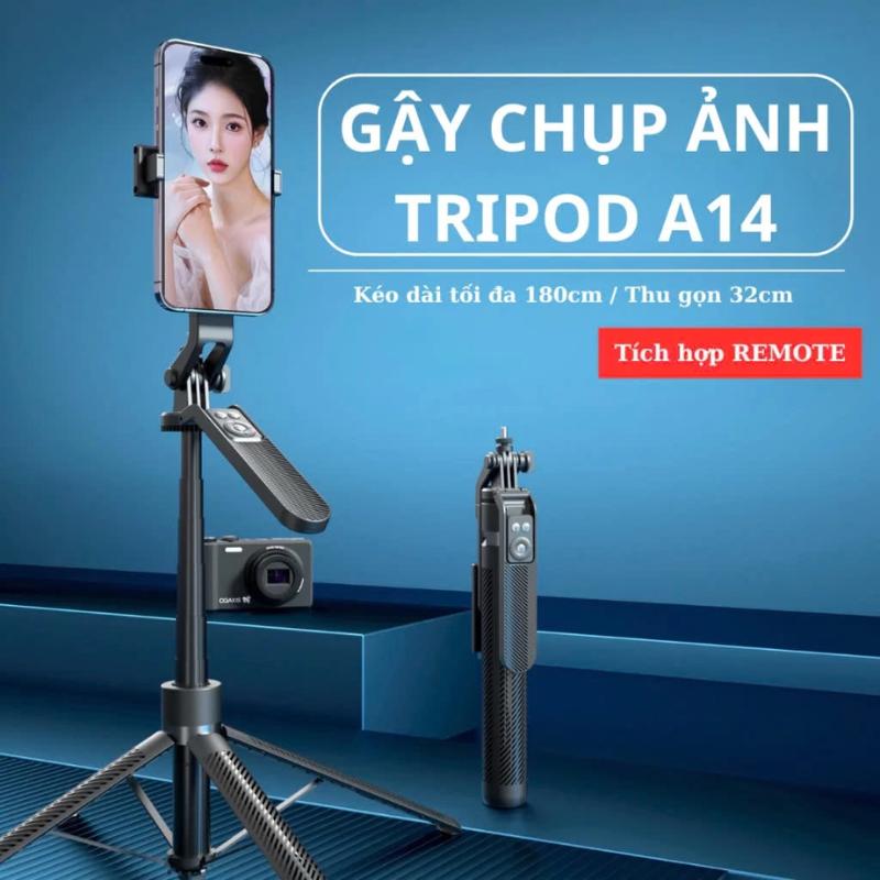 Gậy chụp ảnh Tripod A14 kéo dài 180cm và thu gọn chỉ 32cm cực kỳ tiện lợi.